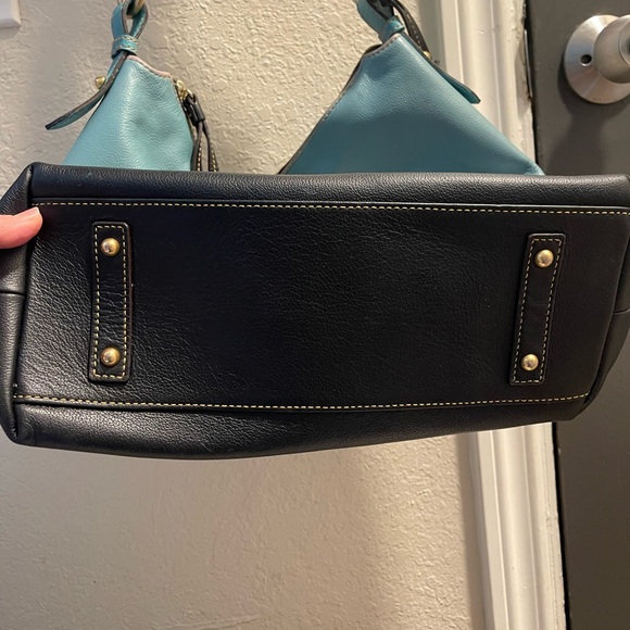 Dooney & Bourke Teal and Black Hobo Bag with Cherry Design - Picture 3 of 3